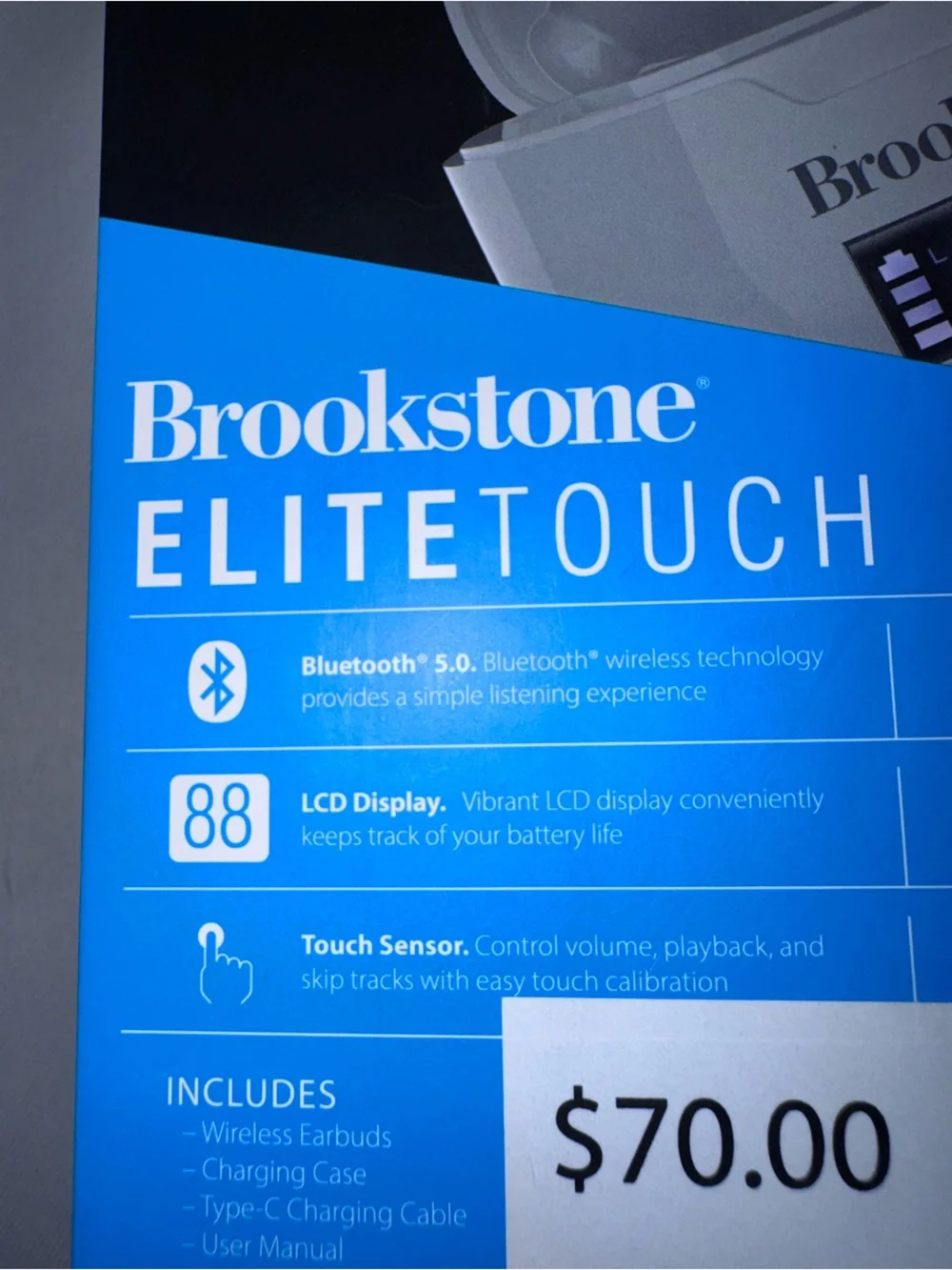 Brookstone EliteTouch True Wireless Pro Earbuds in Grey, NEW in Sealed Box